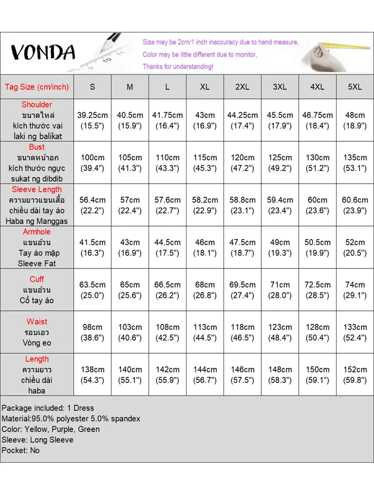 VONDA Elegant Dress 2025 Women Bohemian Printing Sundress Vintage Flare Long Sleeve Maxi Vestidos Oversized O-Neck Robe Femme