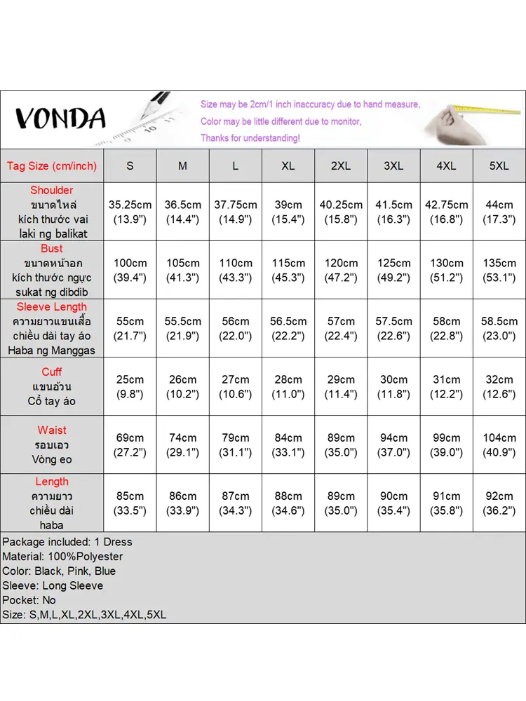 VONDA Women Elegant Office Dress 2024 Casual Well Fitting Patchwork Vestidos Elegant Lace Up Sundress Robe Fake Two Piece