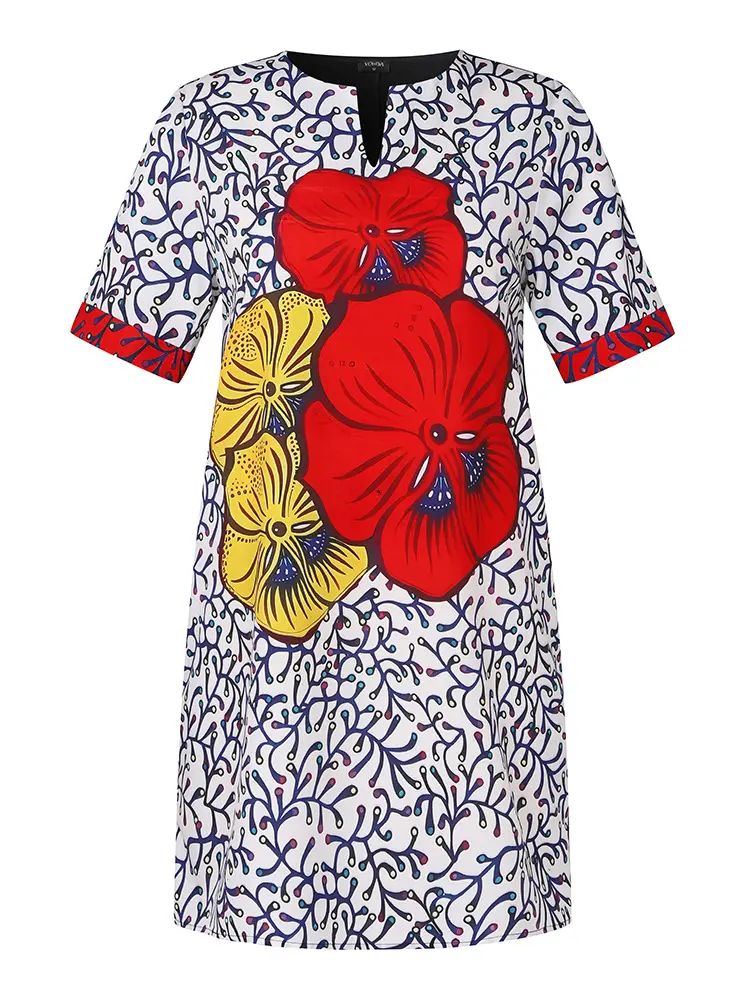 VONDA Women Elegant Dress 2025 Vintage Printed Sundress Oversized Mini Dress Casual Loose Party Short Robe Vestidos