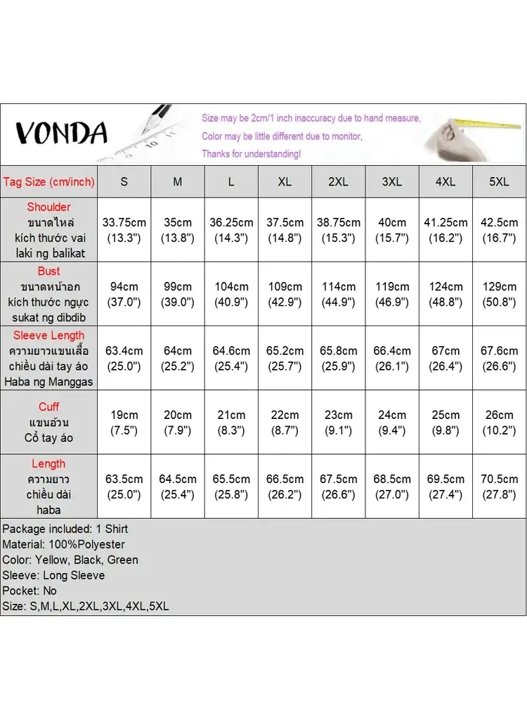Plus Size 5XL VONDA Women Shirts 2025 Summer Elegant Blouse Bohemian Polka Dot Ruffle Tops Casual Stand Up Collar Tunics