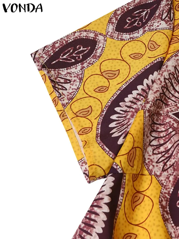 VONDA 2025 Summer Short Mini Dress Women Bohemian Sexy Party Printed Sundress Elegant Office Vestidos Casual Loose Oversize Robe