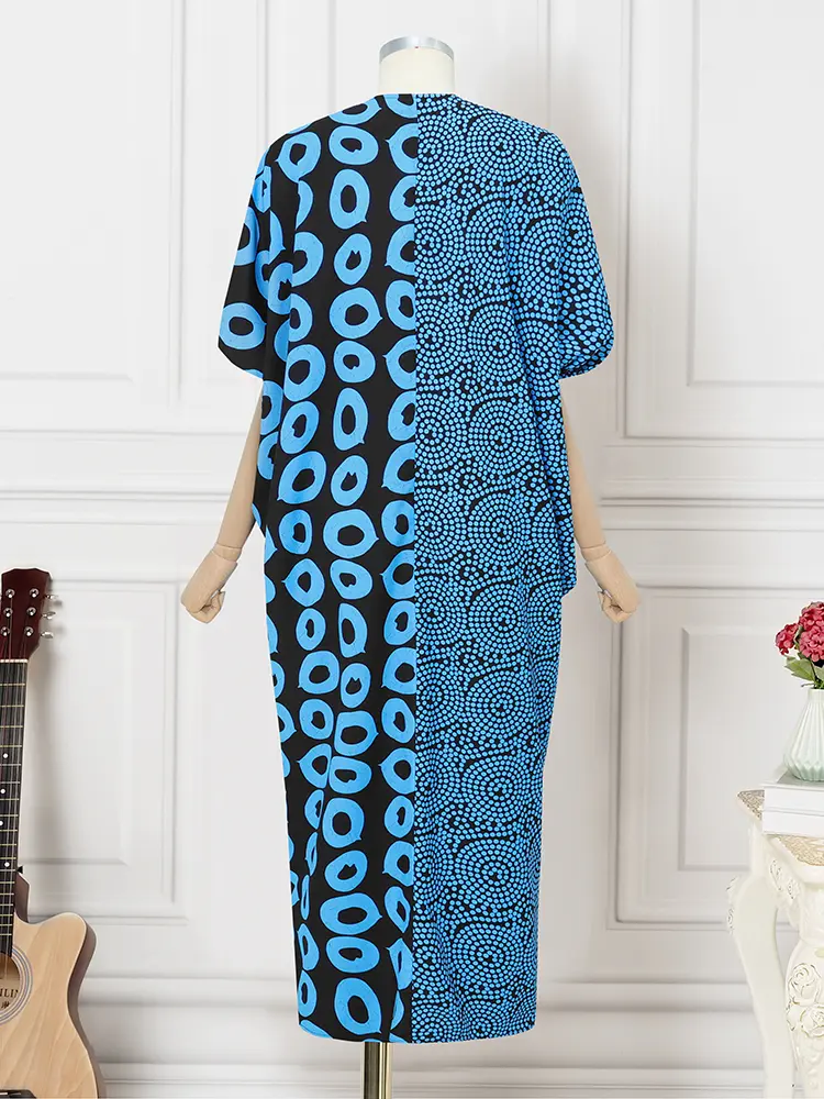 Plus Size 5XL VONDA 2025 Summer Maxi Dress Women Sundress Vintage Printed Long Vestido Casual Loose V-Neck Bat Sleeve Party Robe