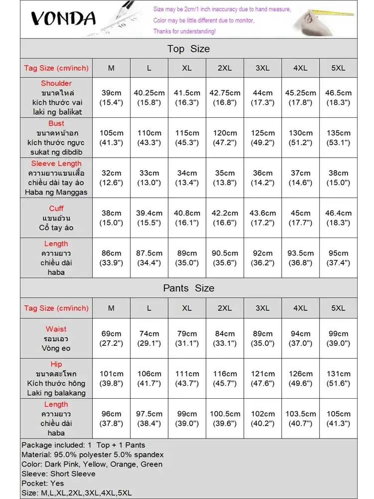 Plus Size 5XL VONDA 2025 Women Long Pant Sets Vintage Printed Patchwork Tops Trousers Suits and Wide Leg Pants Matching Sets