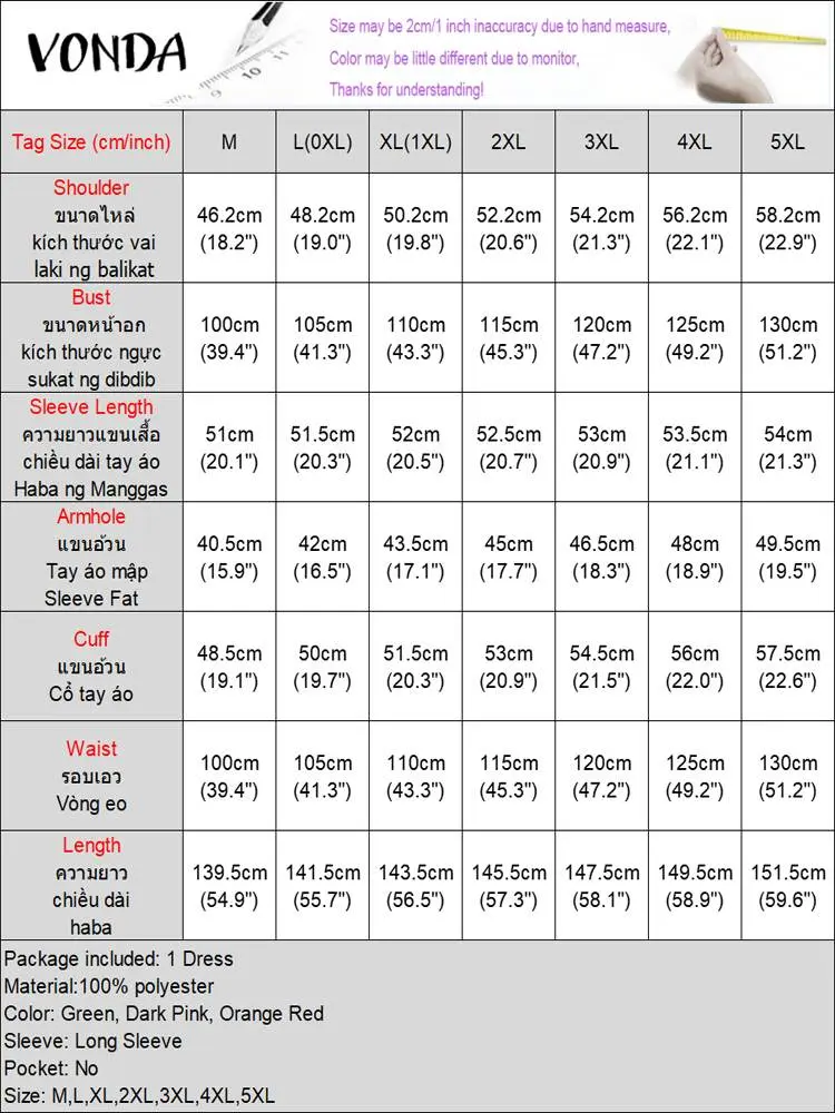 VONDA Women Long Dresses Bohemian Long Flare Sleeve Vestidos 2025 Causal Oversized Sundress Robe Round Neck Loose Robe