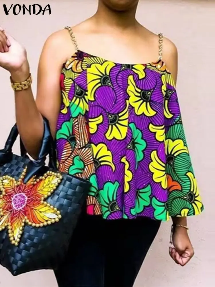 VONDA Summer Women Bohemian Camis Sexy Straps Sleeveless Floral Printed Tanks Tops Tees 2024 Fashion Casual Loose Beach Shirts