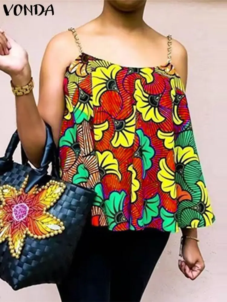 VONDA Summer Women Bohemian Camis Sexy Straps Sleeveless Floral Printed Tanks Tops Tees 2024 Fashion Casual Loose Beach Shirts