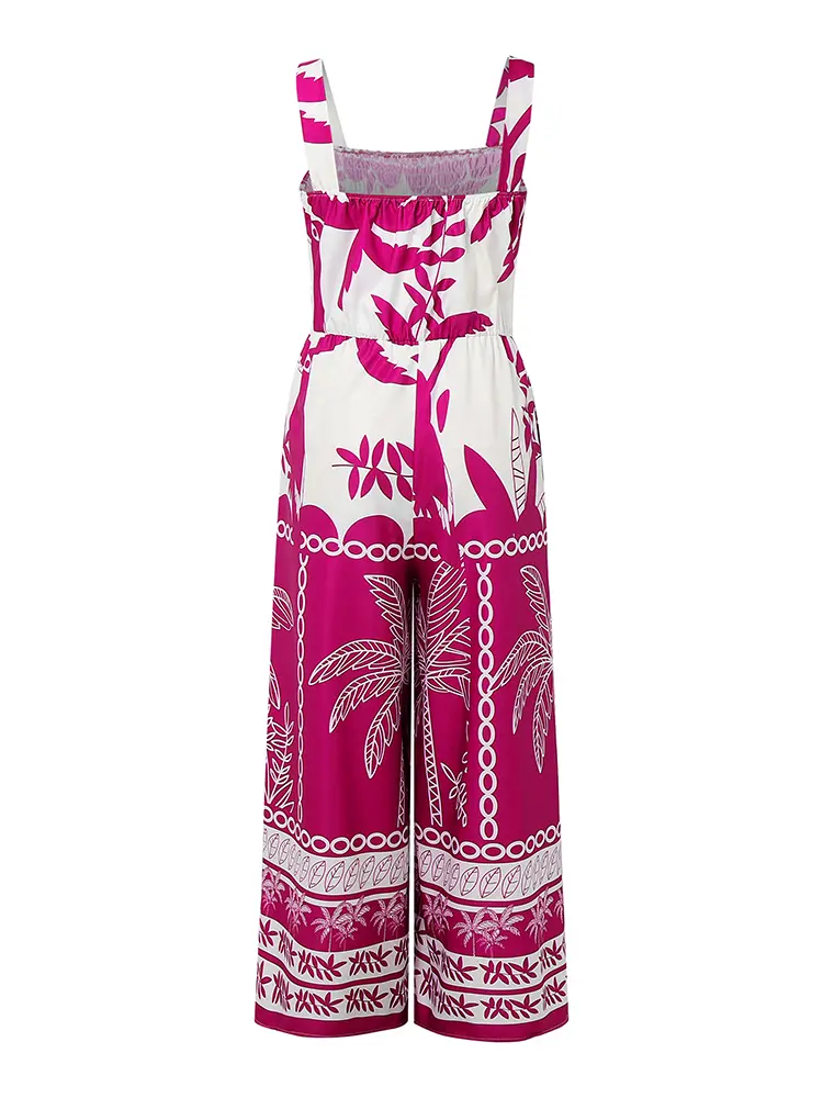 Plus Size VONDA Long Jumpsuits Women Summer Straps Pockets Floral Print Bohemian Rompers Vintage Beach Overalls Loose Playsuits