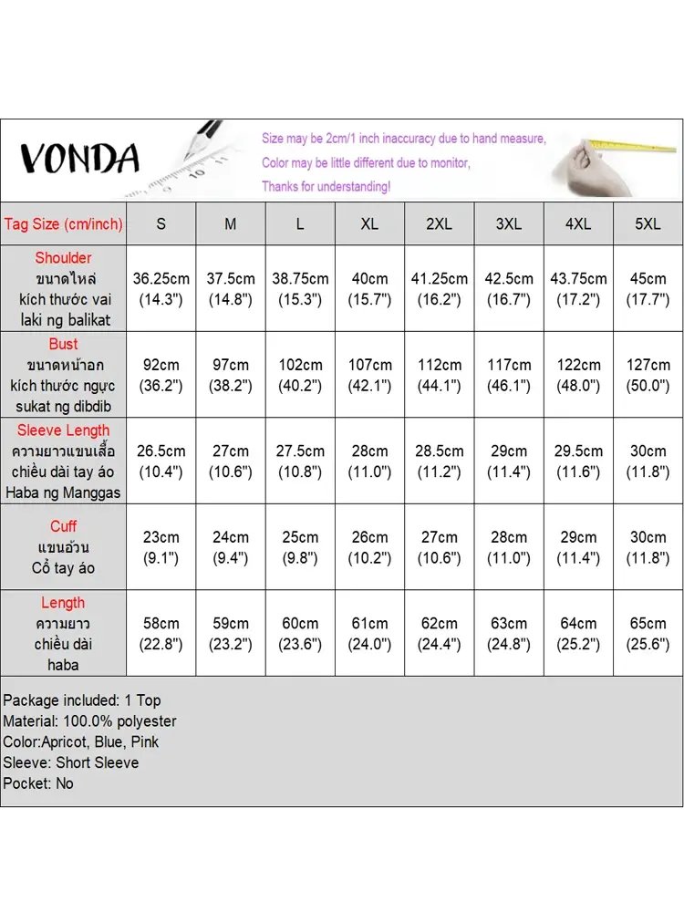 VONDA Floral Print Women Shirt Summer Short Sleeve Tops Fashion Lace Patchwork Blusas Streetwear Tops Tee Tunic Oversize