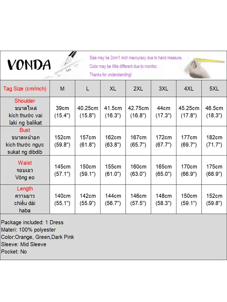 VONDA Plus Size Women Bohemian Maxi Dress Summer Long Vestidos Vintage Printed Beach Sundress Casual Lantern Sleeve Party Robe