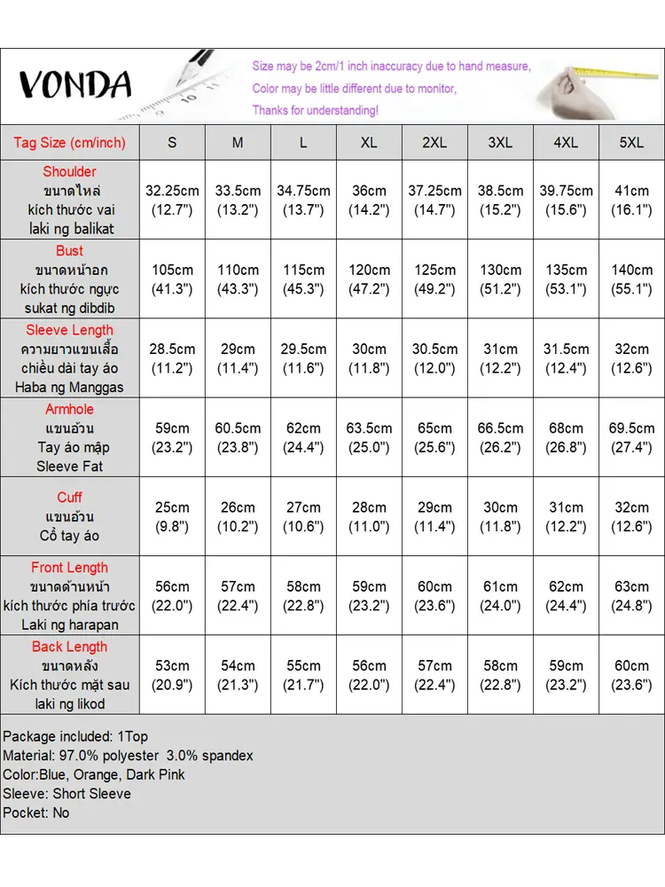 VONDA Summer Short Sleeve Blouses Women Solid Color Casual Loose Tops 2025 Fashion O Neck Tunic Puff Sleeve Korean Blusas Female