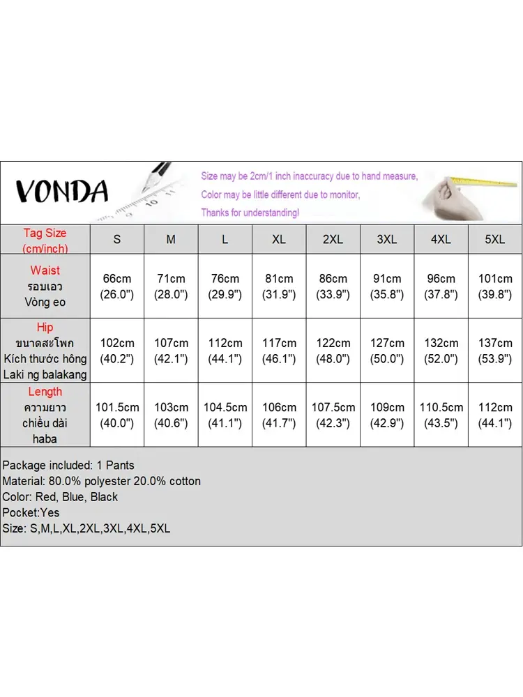 VONDA 2025 Summer Elegant Women Plaid Printed Trousers Drawstring Bohemian Pleated Long Pants Casual Loose Wide Leg Pants