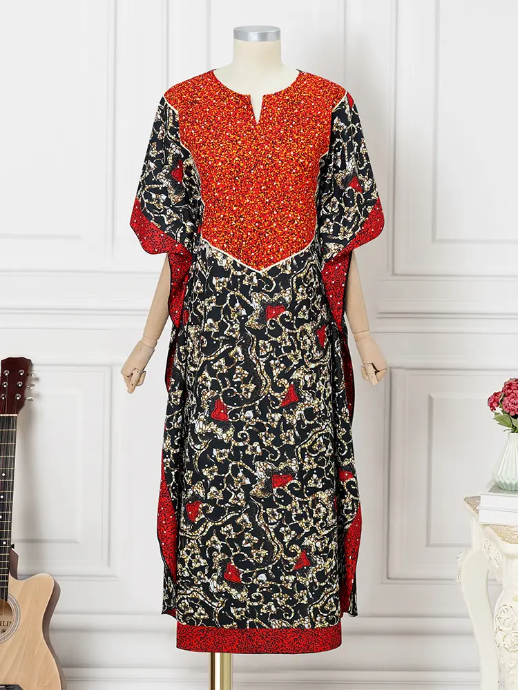 VONDA Summer Women Maxi Dress Vintage Print Long Vestidos 2025 Patchwork Bat Short Sleeve Sundress Casual Loose Oversized Robe