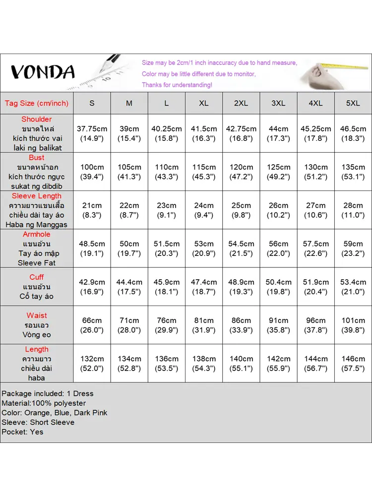 VONDA Women Solid ColorDress 2025 Summer Sundress Bohemian Beach V-Neck Ruffled Vestidos Casual Loose Robe Oversized