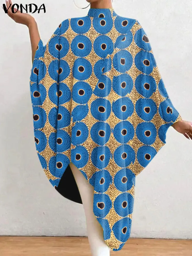 Plus Size 5XL VONDA 2025 Summer Women Long Dress Vintage Printed Irregular Sundress Bat Sleeve Dress Loose Party Robe Vestidos