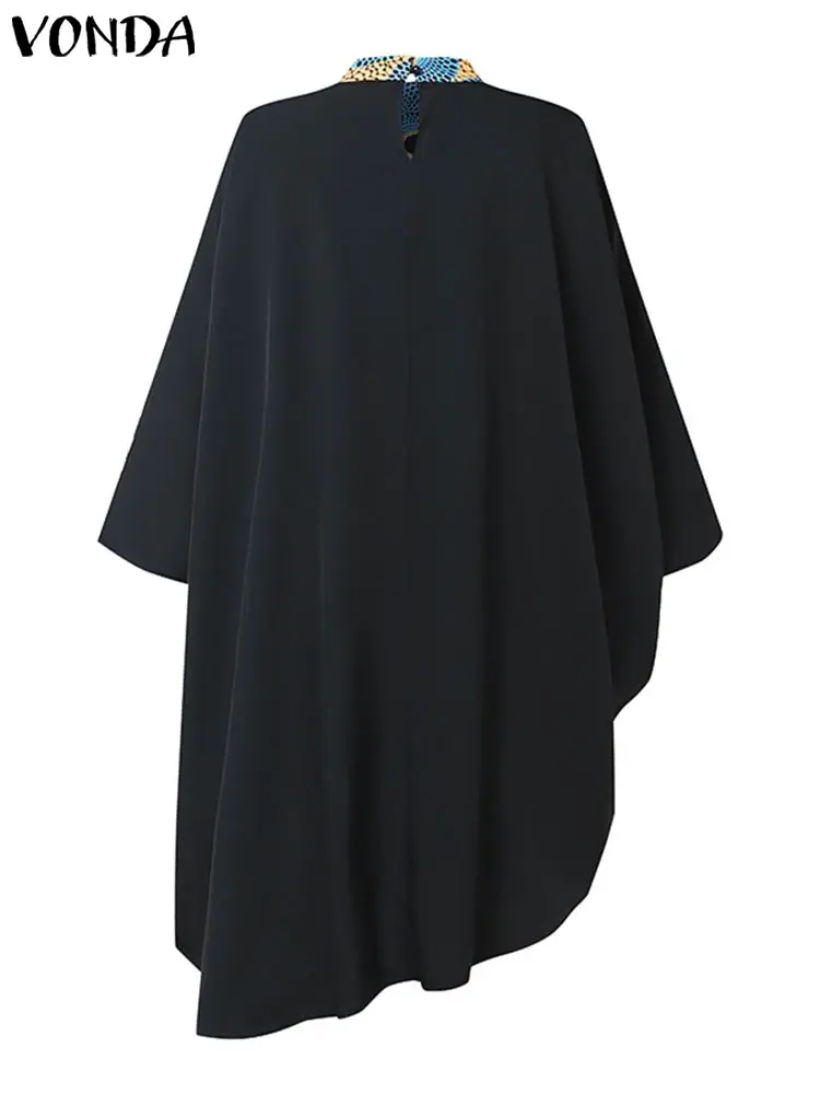 Plus Size 5XL VONDA 2025 Summer Women Long Dress Vintage Printed Irregular Sundress Bat Sleeve Dress Loose Party Robe Vestidos
