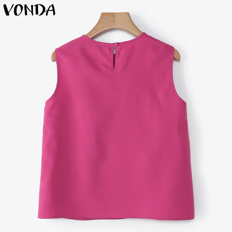 VONDA Vintage Women Asymmetrical Tanks Summer Sleeveless Solid Color Tank Tops 2025 Fashion Casual Tees Loose Oversized Shirts
