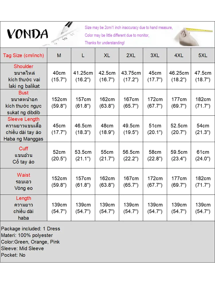 2025 VONDA Summer Vintage Printed Maxi Dress Women Bohemian Party Vestido Half Sleeve V-Neck Patchwork Casual Loose Sundress