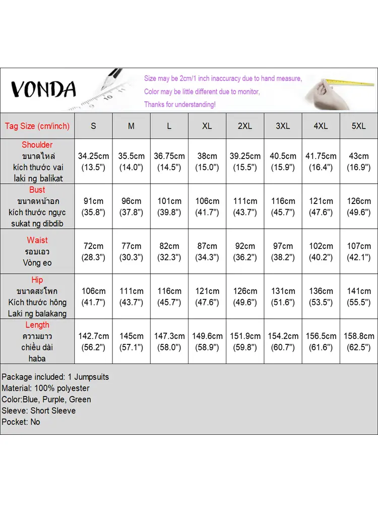 VONDA Women Long Jumpsuits 2025 Summer Vintage Printed Sexy Sleeveless Overalls Beach Wide Leg Playsuits Casual Bohemian Pants