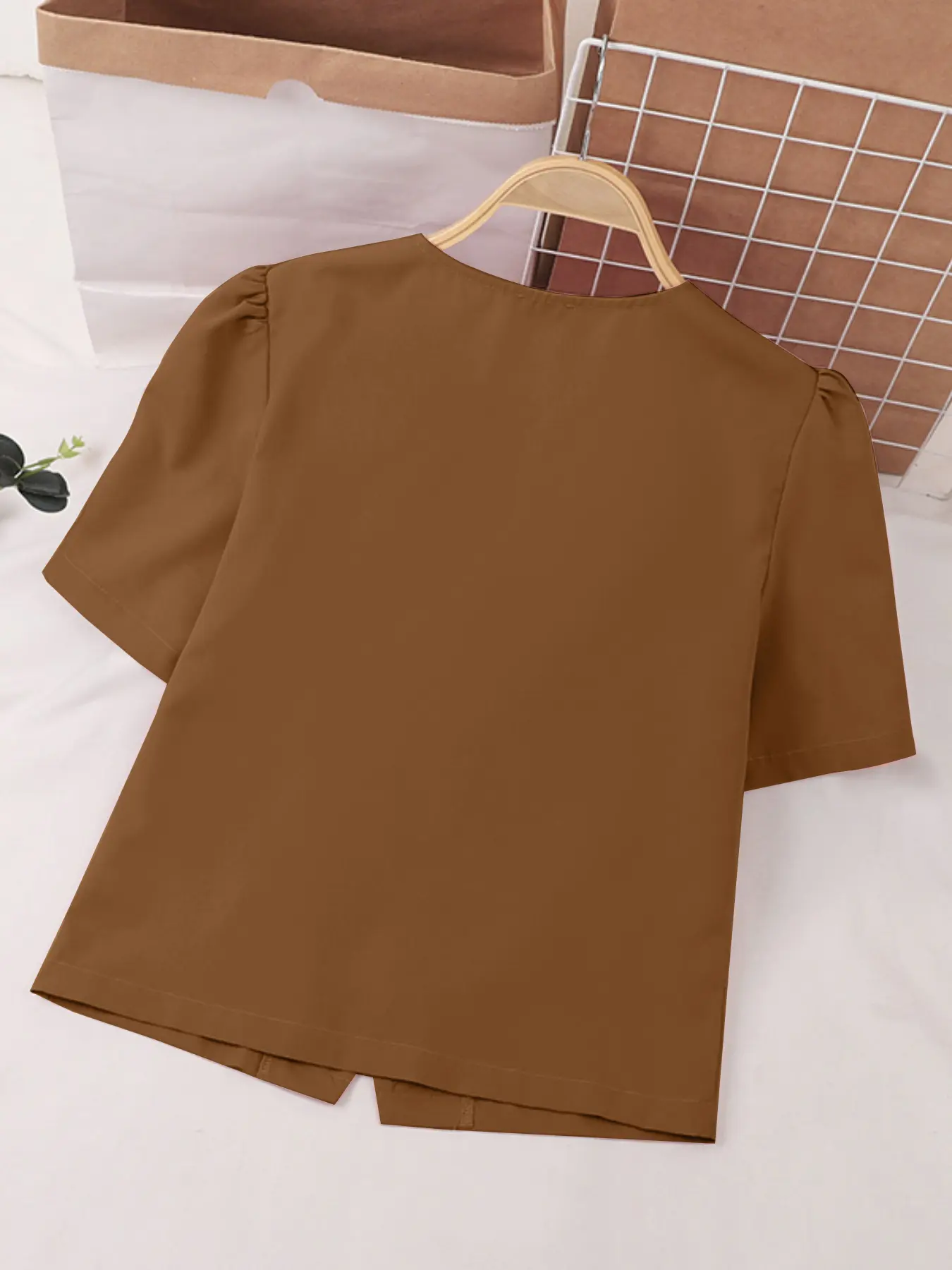 2025 VONDA Elegant Fashion Women Summer Shirts Short Sleeve Bow Blouses Casual Solid Color Buttons Tunic Tops Blusas Femininas