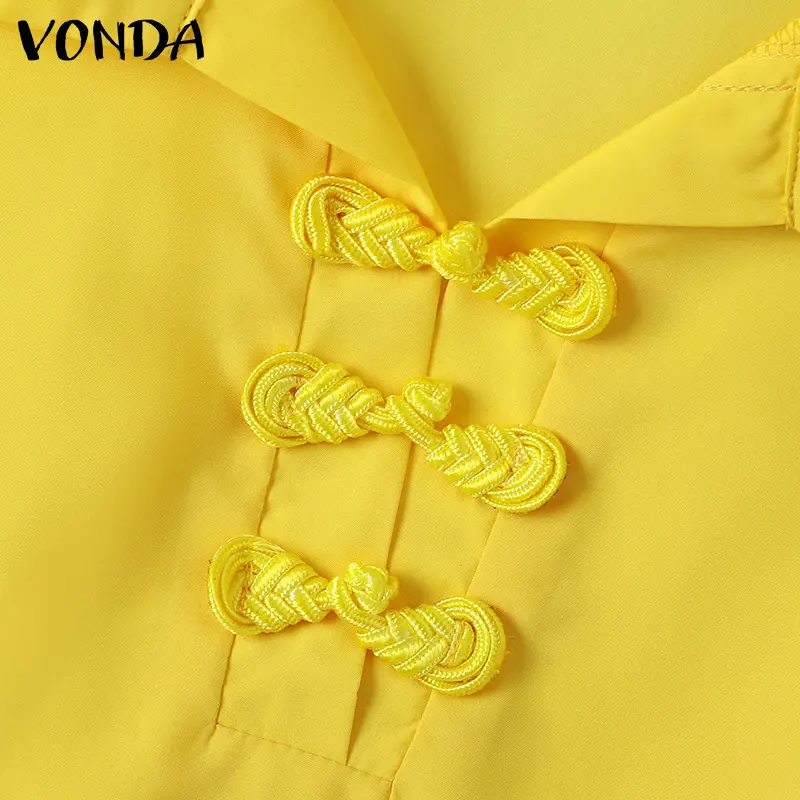 VONDA Elegant Sleeveless Shirts Women Blouse 2025 Bohemian Solid Color Summer Tops Office Ladies Blusas Femininas Oversized