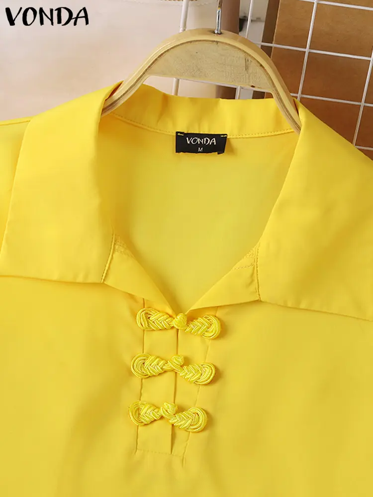 VONDA Elegant Sleeveless Shirts Women Blouse 2025 Bohemian Solid Color Summer Tops Office Ladies Blusas Femininas Oversized