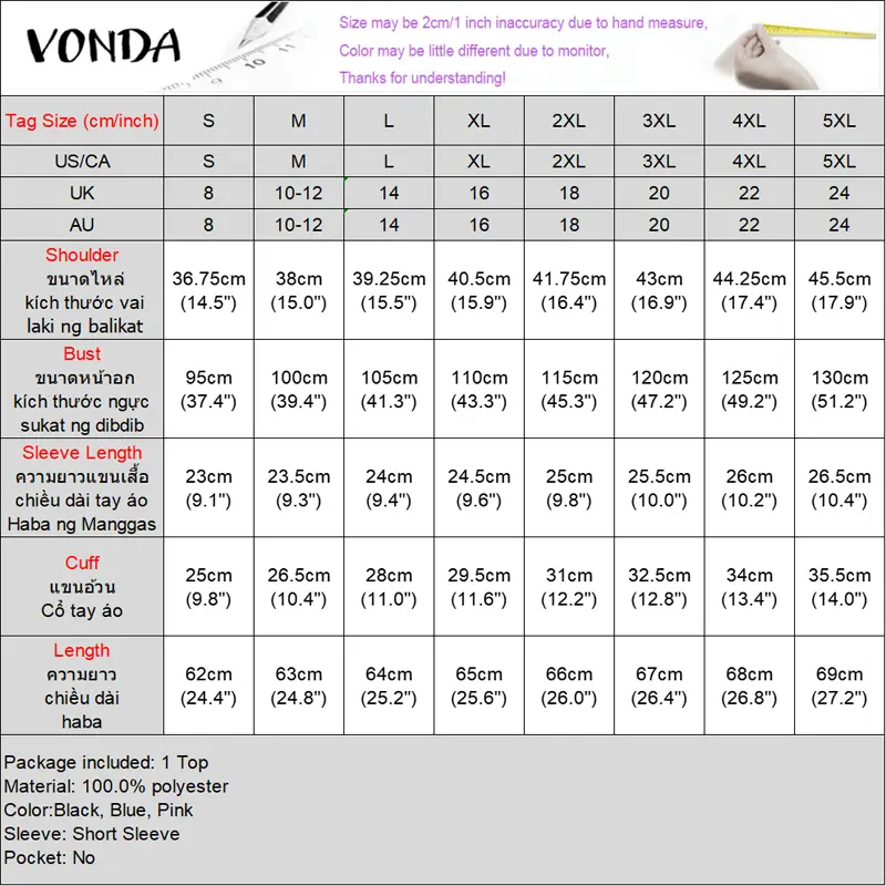 VONDA Women Fashion Shirts Short Puff Sleeve Striped Elegant Office Blouse Summer Tops 2025 Lapel Casual Loose Blusas Femininas