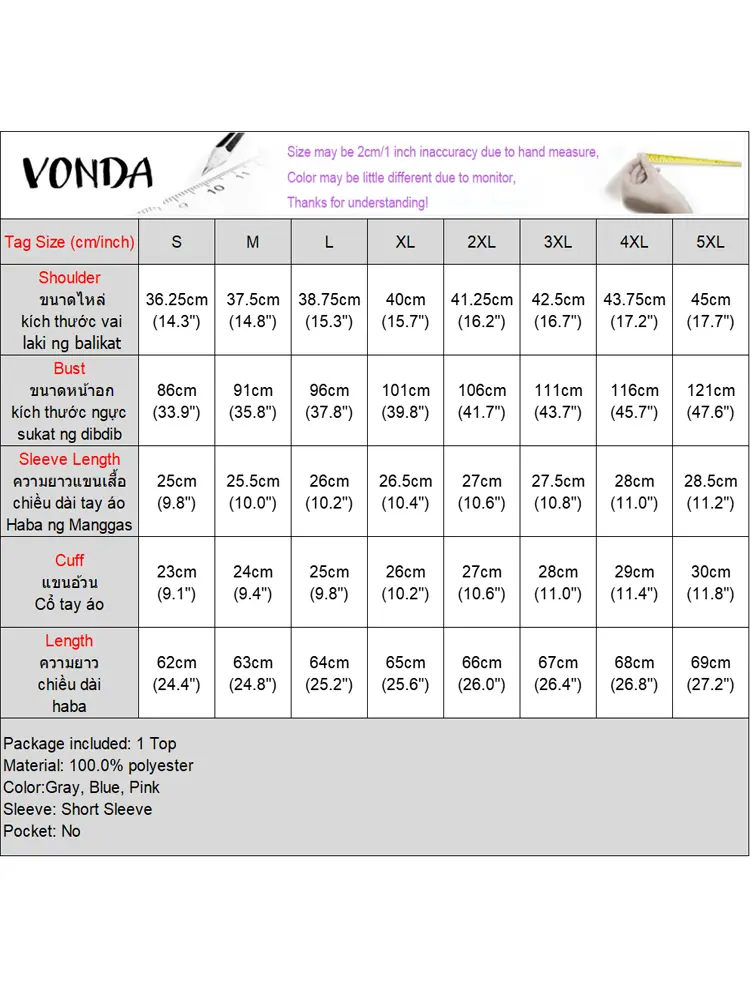 VONDA Fashion Women Sweet Blouses 2025 Summer Tops Short Sleeve Solid Pleated Shirts Casual Loose Round Neck Korean Blusas Femme