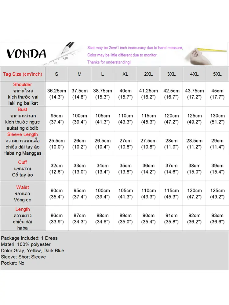 VONDA Solid ColorDress Women 2025 Summer Bohemian Ruffled Vestidos Peter Pan Collar Bow Sundress Beach Casual Loose Robe