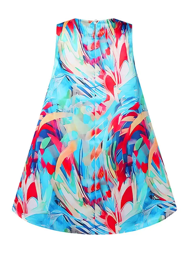 VONDA 2025 Summer Vestidos Women Beach Style Printed Mini Dress Casual Sleeveless Ruffled Short Sundress Elegant Robe Oversized