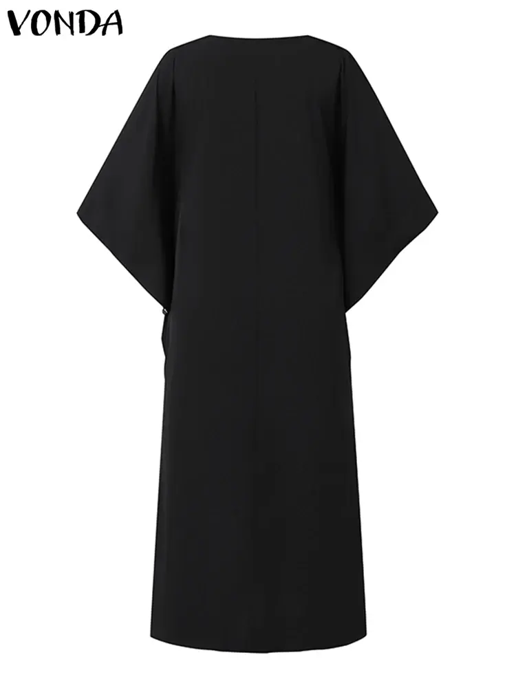VONDA Summer Women Maxi Long Dress 2025 Elegant Fashion Bat Sleeve Long Dress Vintage Printed Party Vestidos Casual Loose Robe