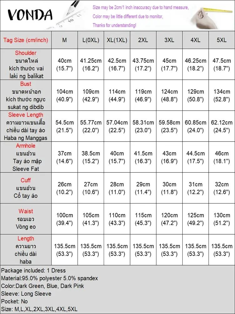 VONDA Women Bohemian Maxi Dresses 2025 Summer Printed Long Sleeve Round Neck Vestidos Oversize Causal Loose Sundress Long Robe