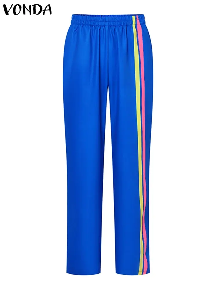 Plus Size 5XL VONDA Women Pant Sets 2025 Printed Suits Vintage Long Sleeve Tops and Trousers BohemianCasual Loose Elegant 2PCS