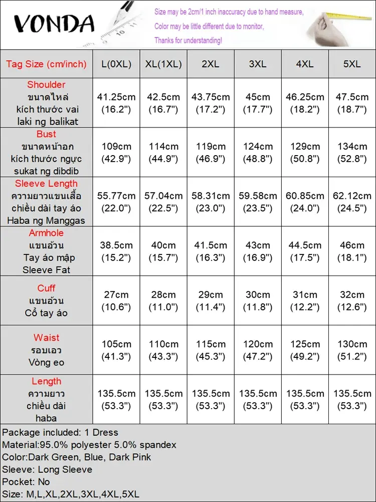 Plus Size VONDA Women Summer Bohemian Dresses 2025 Printed Vestidos Oversize Long Sleeve Causal Loose Maxi Sundress Long Robe