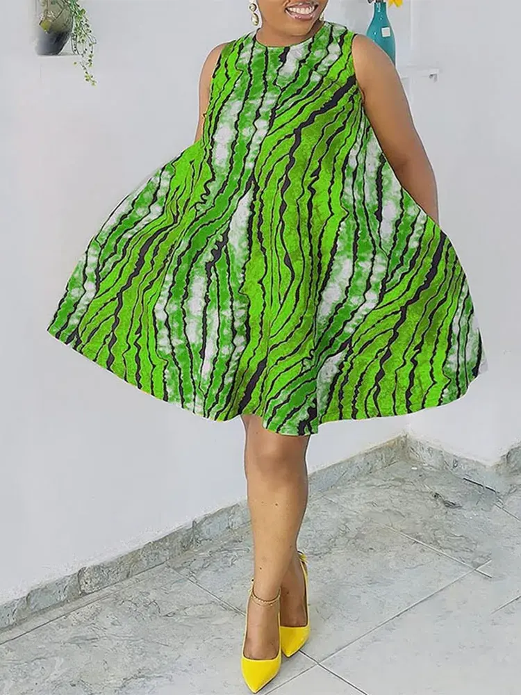 VONDA 2025 Summer Women Dress Sleeveless Bohemian Printed Sexy Mini Sundress Fashion Short Vestido Casual Loose Beach Robe Femme