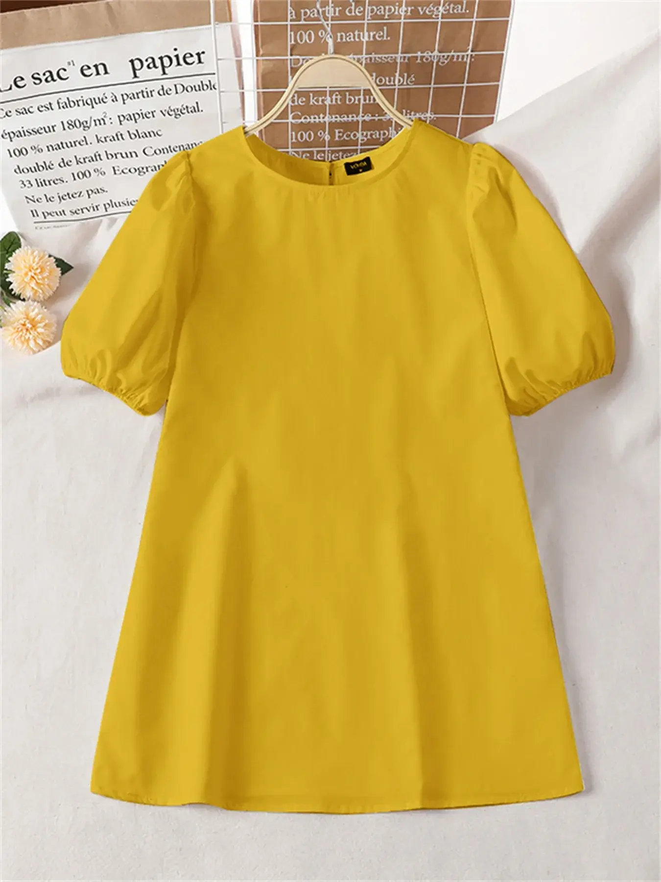 VONDA Women Summer Mini Dress 2025 Beach Sundress Casual Short Puff Sleeve Solid Robe O Neck Loose Pleated Party Vestidos Femme