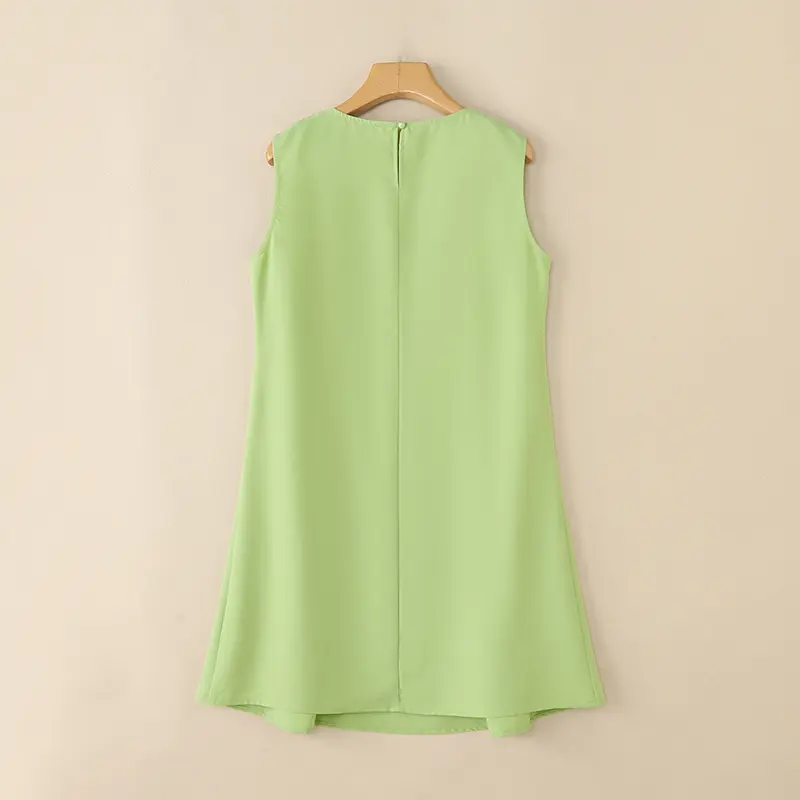 VONDA Sexy Sleeveless Mini Dress Women Summer Sundress Round Neck Casual Solid Pleated Loose Party Elegant Office Lady Vestidos