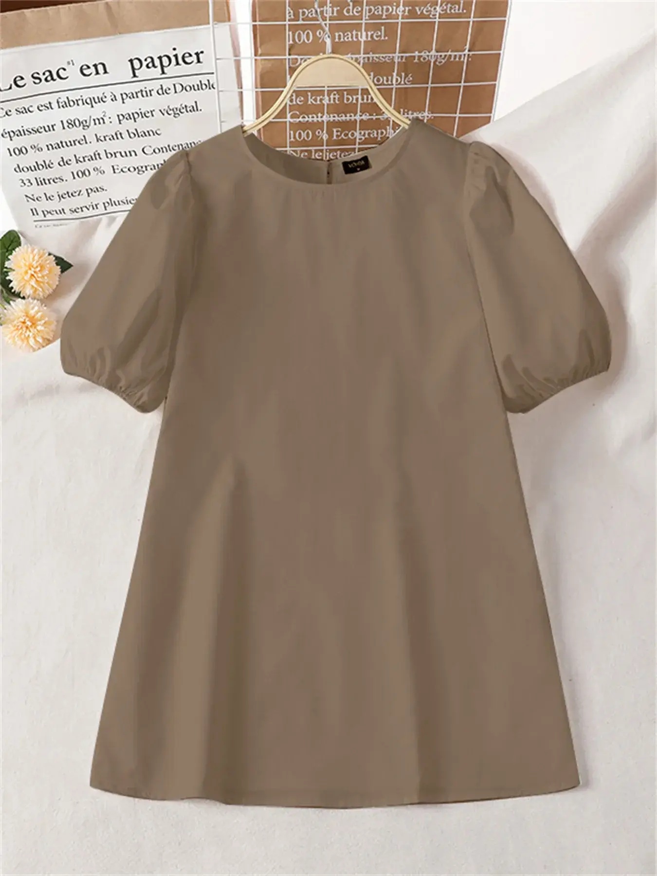 VONDA Women Summer Mini Dress 2025 Beach Sundress Casual Short Puff Sleeve Solid Robe O Neck Loose Pleated Party Vestidos Femme
