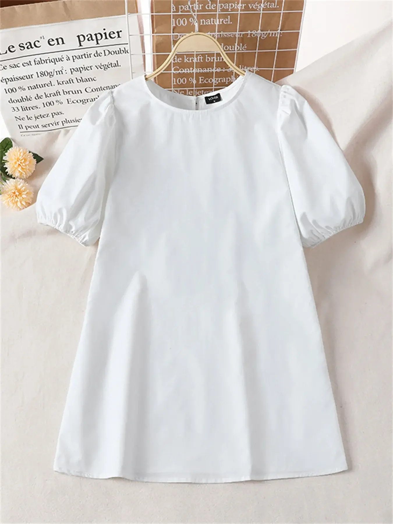 VONDA Women Summer Mini Dress 2025 Beach Sundress Casual Short Puff Sleeve Solid Robe O Neck Loose Pleated Party Vestidos Femme