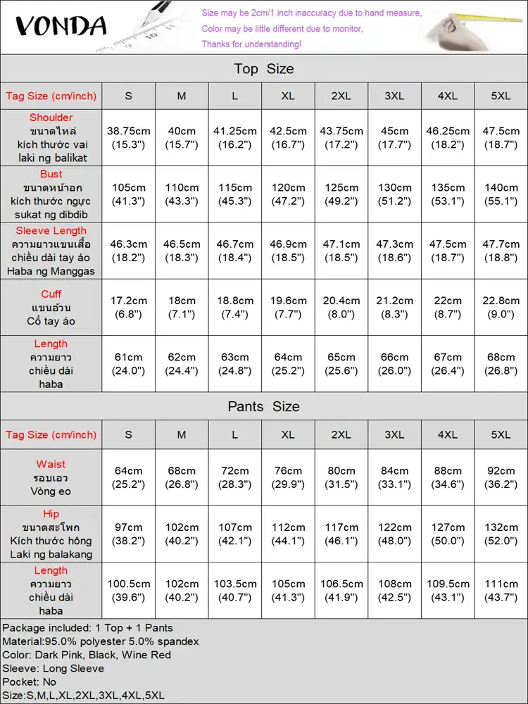 VONDA 2025 Elegant Women Pant Sets Summer 2PCS Long Lantern Sleeve Tops Loose Trousers Causal Solid Matching Suits Oversized