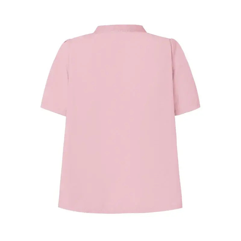 VONDA Elegant Blouse 2025 Summer Tops Women Short Sleeve Stand Collar Solid Color Shirts Tunic Fashion OL Casual Blusas Feminina
