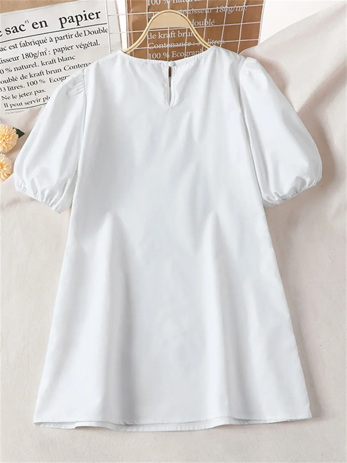 VONDA Women Summer Mini Dress 2025 Beach Sundress Casual Short Puff Sleeve Solid Robe O Neck Loose Pleated Party Vestidos Femme