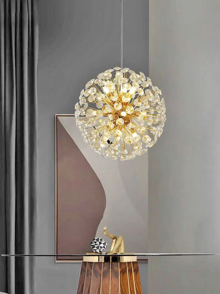 Light Luxury Luxury Dandelion K9 Crystal Chandelier Fashion Spark Ball Lamp Modern Bedroom Living room Dining Room Lighting Lamp