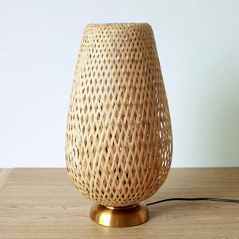 Bamboo Handicraft Weaving Bedroom Desk Lamp Study Desk Lamp Bedside Table Lamp Bar Table Living Room Decoration Warm Bamboo Lamp
