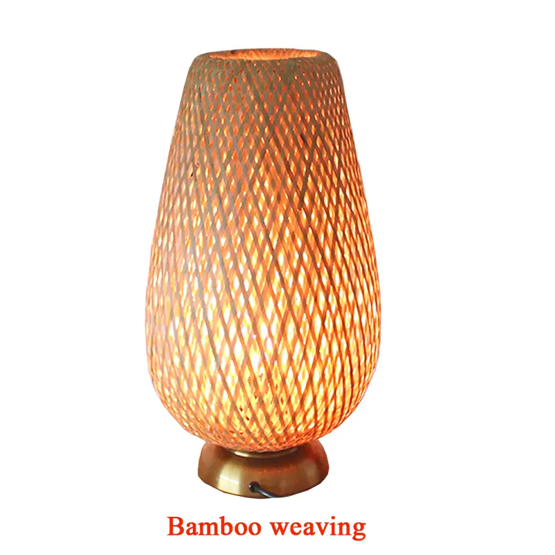 Bamboo Handicraft Weaving Bedroom Desk Lamp Study Desk Lamp Bedside Table Lamp Bar Table Living Room Decoration Warm Bamboo Lamp