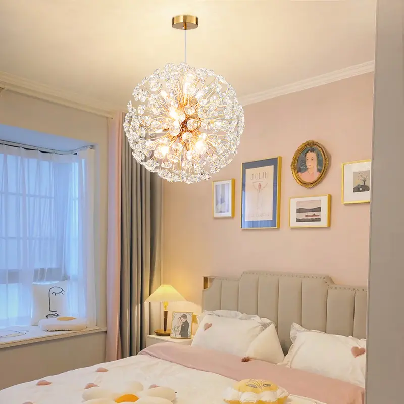 Light Luxury Luxury Dandelion K9 Crystal Chandelier Fashion Spark Ball Lamp Modern Bedroom Living room Dining Room Lighting Lamp