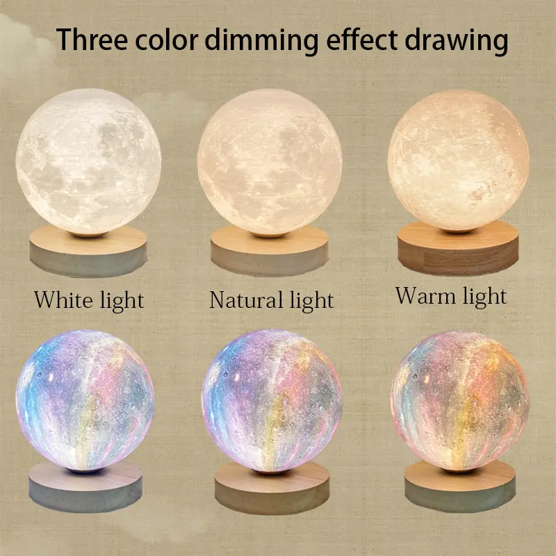 Creative 3D Moon Table Lamp Technology Fashion Atmosphere Lamp Children's Room Student Lamp Bedroom Study Decorative Lamp