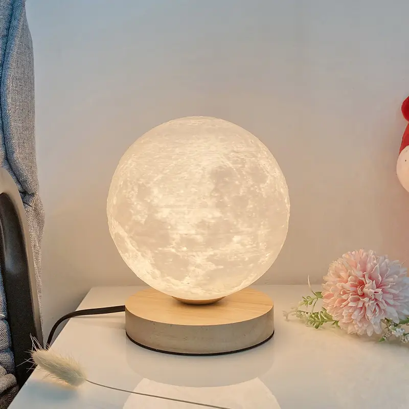 Creative 3D Moon Table Lamp Technology Fashion Atmosphere Lamp Children's Room Student Lamp Bedroom Study Decorative Lamp