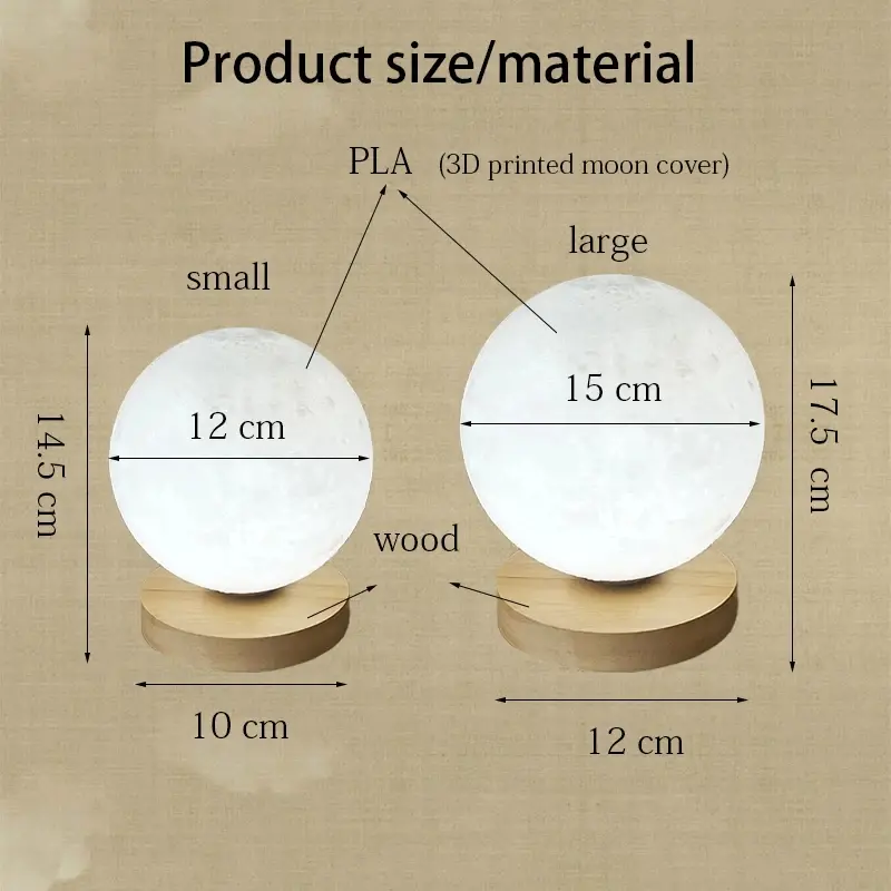 Creative 3D Moon Table Lamp Technology Fashion Atmosphere Lamp Children's Room Student Lamp Bedroom Study Decorative Lamp