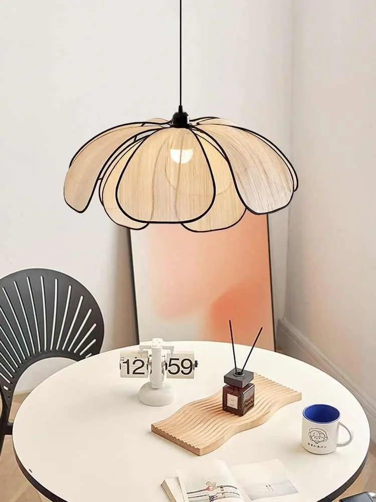 Vintage Hand-Woven Lotus Dining Room Chandelier Bedroom Living Room Lamp European And American art Atmosphere lighting Lamps E27