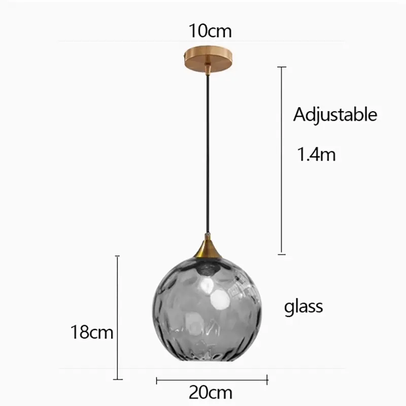 Nordic Modern Colored Water-Patterned Glass Spherical Dining Room Chandelier Bedroom Bedside Table Chandelier Shop Chandelier